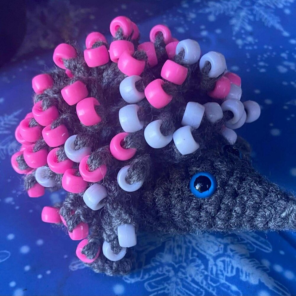 🌈 Handmade Sensory Crochet Fidget Toy – Grey Hedgehog 🦔